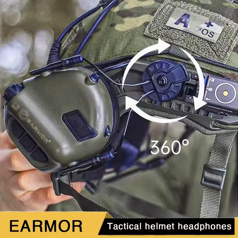 

Earmor Helmet Earm M31H Mod4 Shooting Earm Equipped with arc helmet rails, electronic hearing protectors, AUX input NRR22