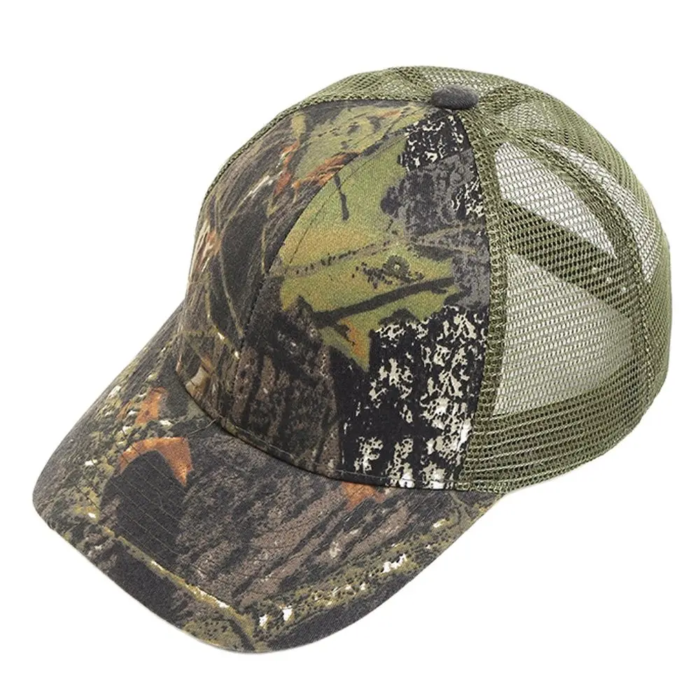 Tactical Army Green Trucker Hat Men\'s Camo Jungle Mesh Cap Cool Baseball Cap Adjustable