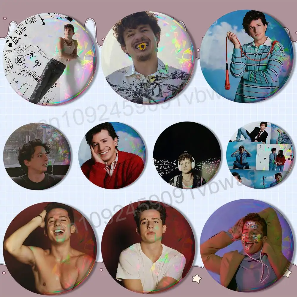 Whatever's Clever! Charlie Puth Laser reflective round badges pins bag clothing decorations collectibles gifts for friends