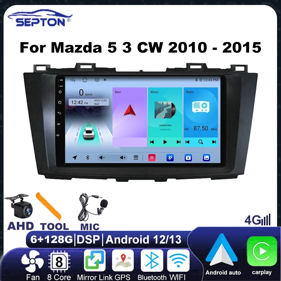 

SEPTON Car Stereo Radio for Mazda 5 3 CW 2010 - 2015 8Core Wireless CarPlay Navi GPS Wifi Multimedia Player 2 Din Vehicle Audio