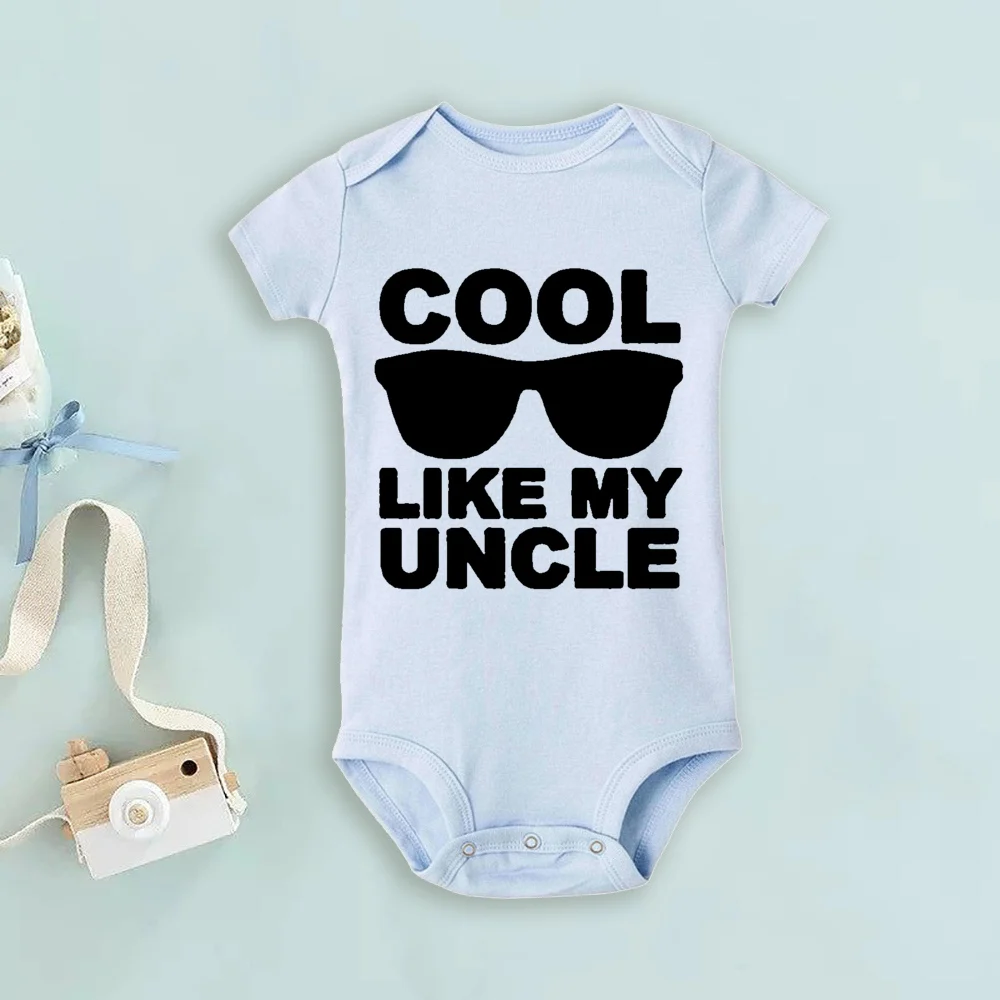 Newborn Baby Romper Cool Like My Uncle Print Bodysuit Toddler Girl Boy Summer Clothes Rompers Outfit Infant Clothes Best Present