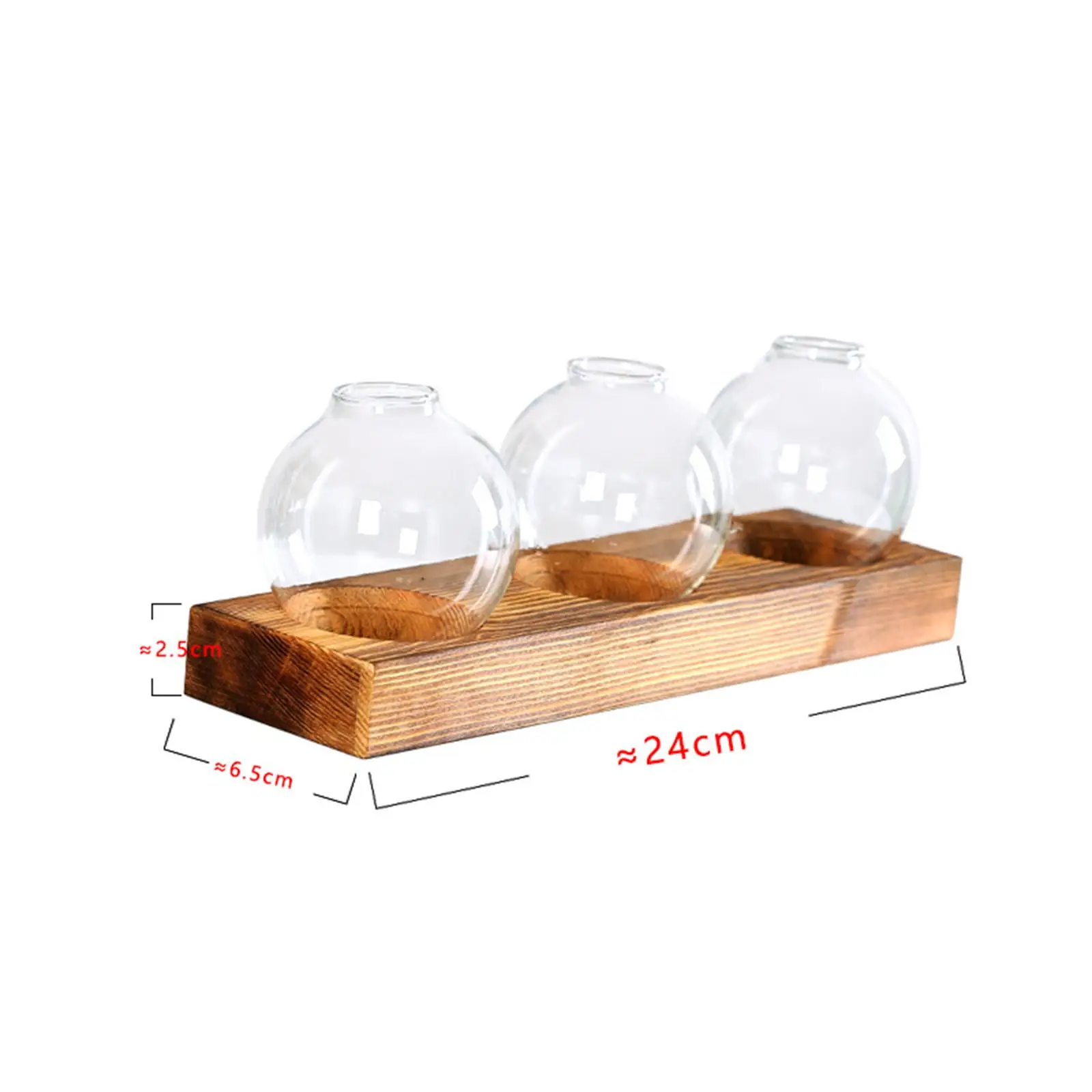 Vase en verre transparent avec base en bois, bouteille créative, pot de propagation
