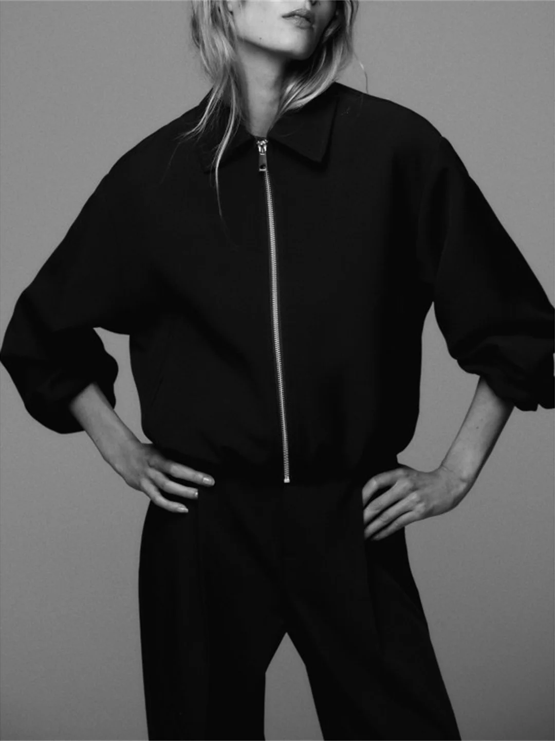 ملابس خارجية محايدة طويلة Sve بياقة واقفة منتفخة Jaet للسيدات وصلت حديثًا لخريف 2025 مع سحاب مناسب... #4