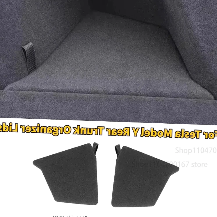 

New！ For Tesla Model Y Rear Trunk Organizer Lids Side Storage Box Lids Only Flocked Cover Plate Garbage Bins Car Interior Access