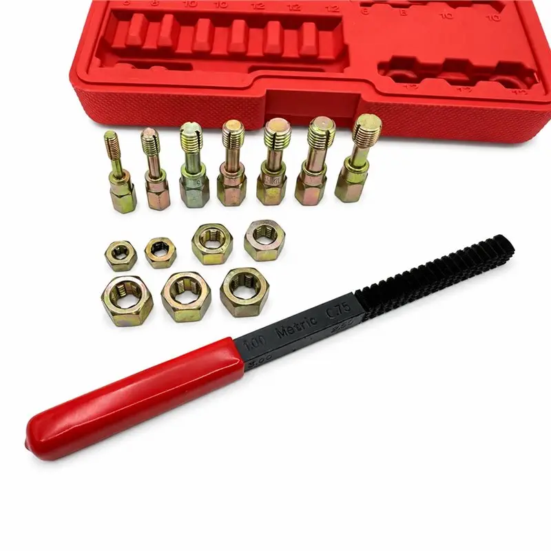 ALIM-Universal 15 Piece Metric Thread Chaser Set Thread Rethreading Kit M6 M8 M10 With Case