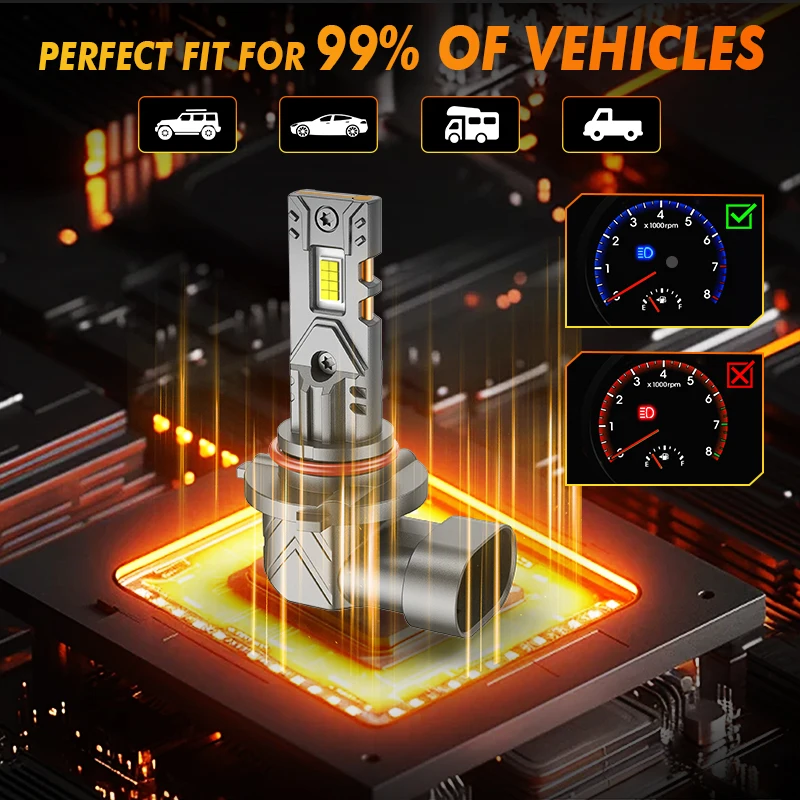 

2PCS 9005 LED and 2PCS 9006 LED Copper Tubes Headlight Bulbs Powerful 120W 30000LM 6500K Car Lights