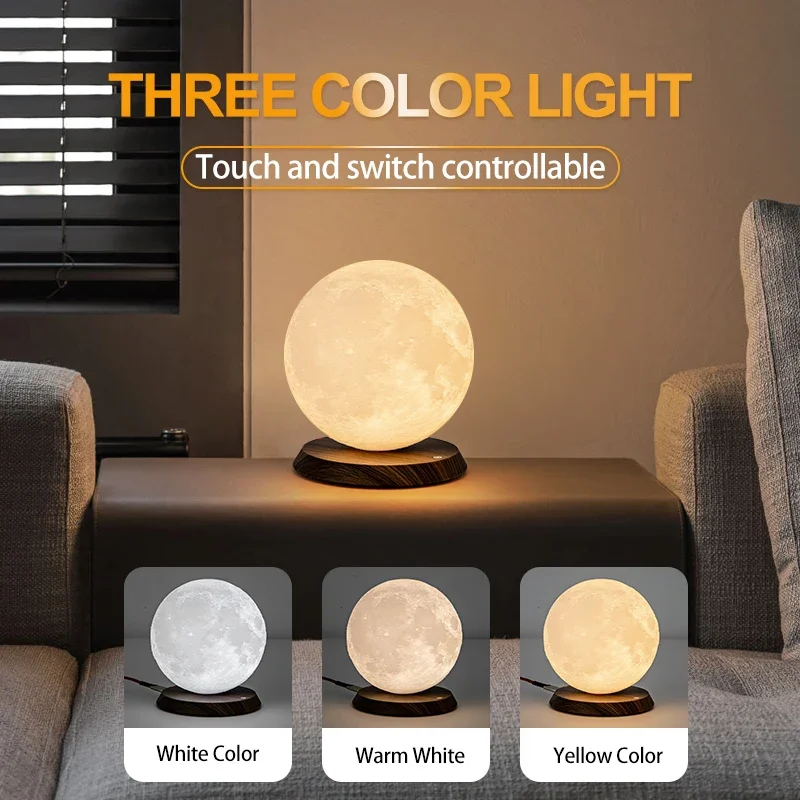 Rotating Lunar Lamp USB Connected 3D Printing Auto-rotating Moon Lamp With Real Moonlight Effect Table Lamp Home Decoration