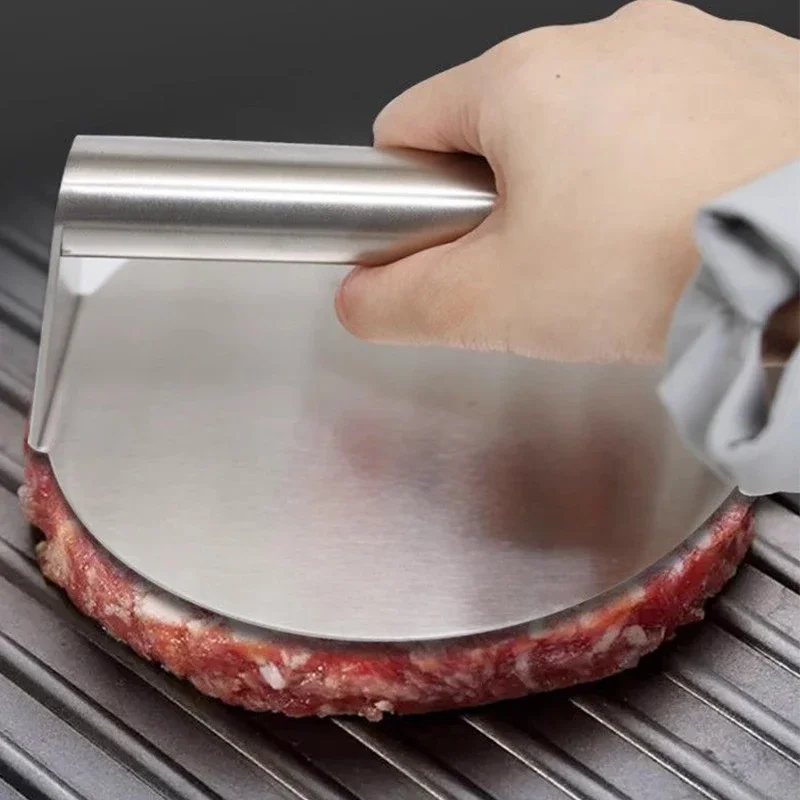 Molde de prensa de carne de acero inoxidable, prensa de hamburguesas con mango, herramienta de prensado Circular de hamburguesas, accesorios de cocina para el hogar