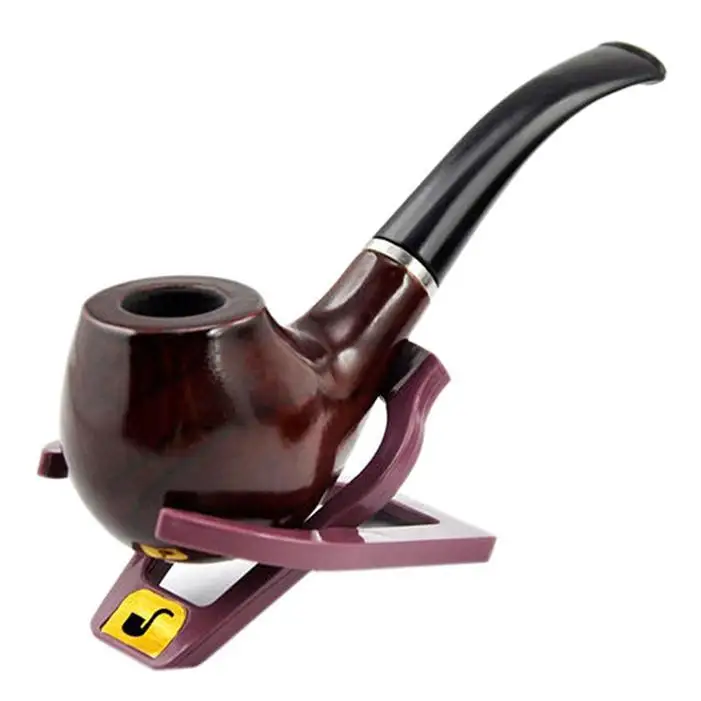 New Traditional Style Ebony Wood Nature Handmade Tobacco Smoking Pipe Bent Round Cigarette Cigar Tube Smoking Accessories