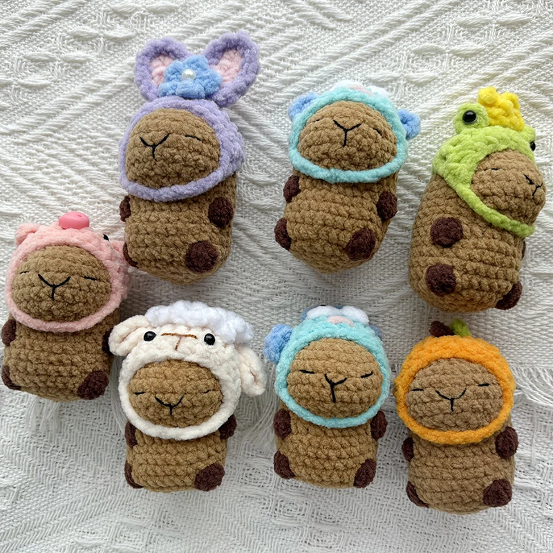 3PCS Handmade Crochet Capybara Keychain Set – 6 Adorable Styles, Cute Kawaii Animal Keyring for Bags, Backpacks Gifts