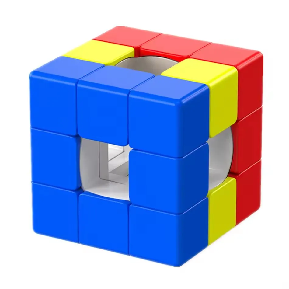 Qiyi Kubus Ajaib Berongga 3X3 Mainan Fidget Kecepatan Tanpa Stiker Profesional Hadiah Mainan Puzzle Cubo Magico Sandwich Berongga 3X3
