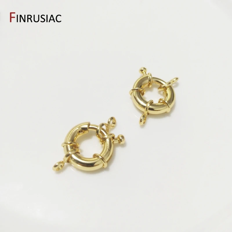 Jewelry Making Supplies 18K Gold Plated Brass Metal Round Spring Clasps Steering Wheel Sailor Clasp For Jewelry Fittings