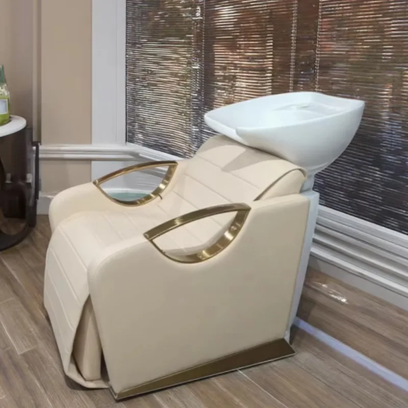 

Кресло-мойка для головы с керамической раковиной, современная станция для мытья волос, оборудование для парикмахерских и салонов, электрическое кресло-мойка