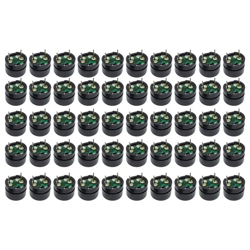 12V Buzzer Alarm 50Pcs Electromagnetic AC 2Khz Piezo Buzzer Mini Loudspeakers 5V 12V Easy Installation Portable Passive Buzzer