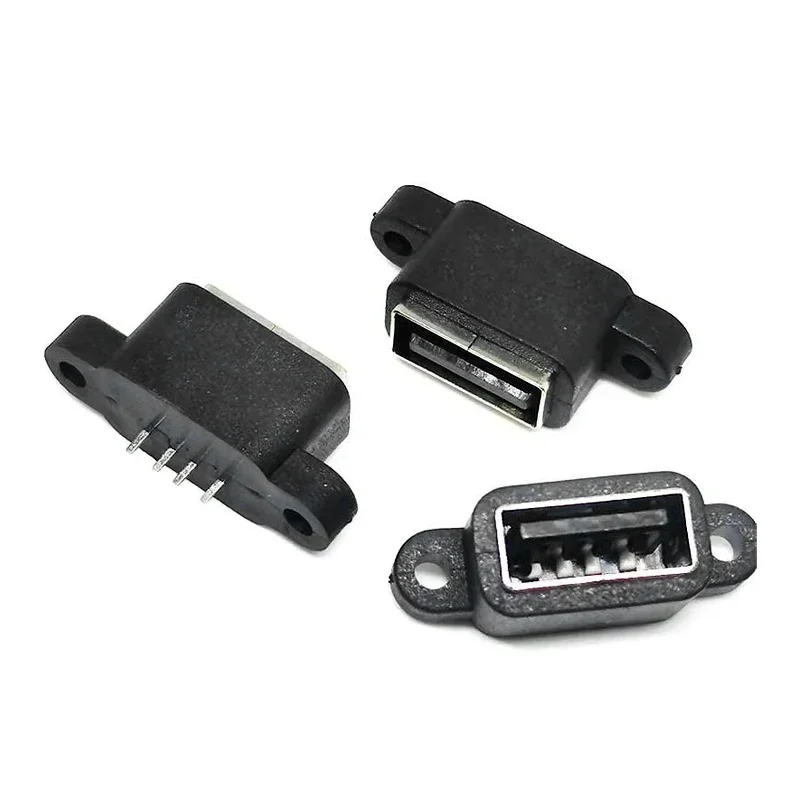 1Pcs Micro USB 5pin / USB 2.0 A /Type C 3.1 USB C Waterproof Female Connector With Screw Hole For DIY Fast Charger Cable