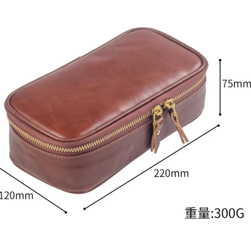 منظم أكياس الأنابيب الجلدية من Veg Tan، سعة كبيرة 3 أنابيب مع جرة تبغ مدمجة، ملحقات أنابيب عتيقة متعددة الأقسام #6