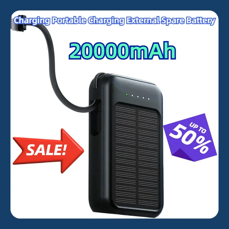 

New Hot 20000mAh Solar Power Bank 4USB Lines Charging Portable Charging External Spare Battery For Iphone Huawei Samsung