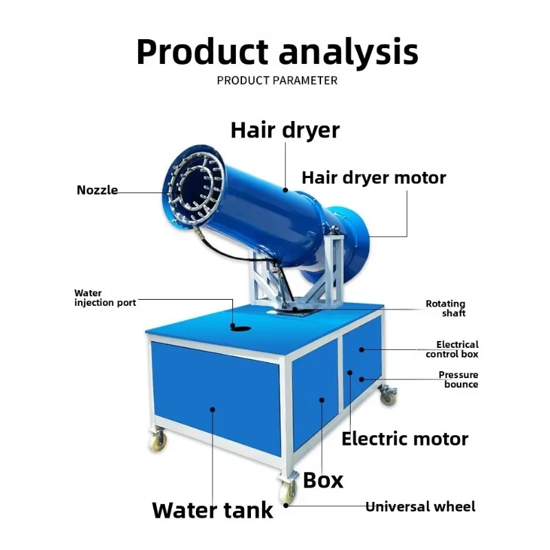 Mist Spraying Equipment Cooling Fog Cannon 80m High Pressure Portable System for Feedlot and Greenhouse Use
