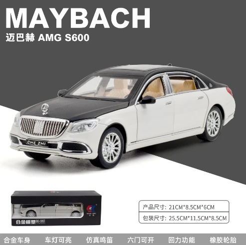 1:22 Mercedes-Benz Maybach S680 Simulation Diecast Metal Alloy Model Car Sound Light Pull Back Collection Kids Toy Gifts