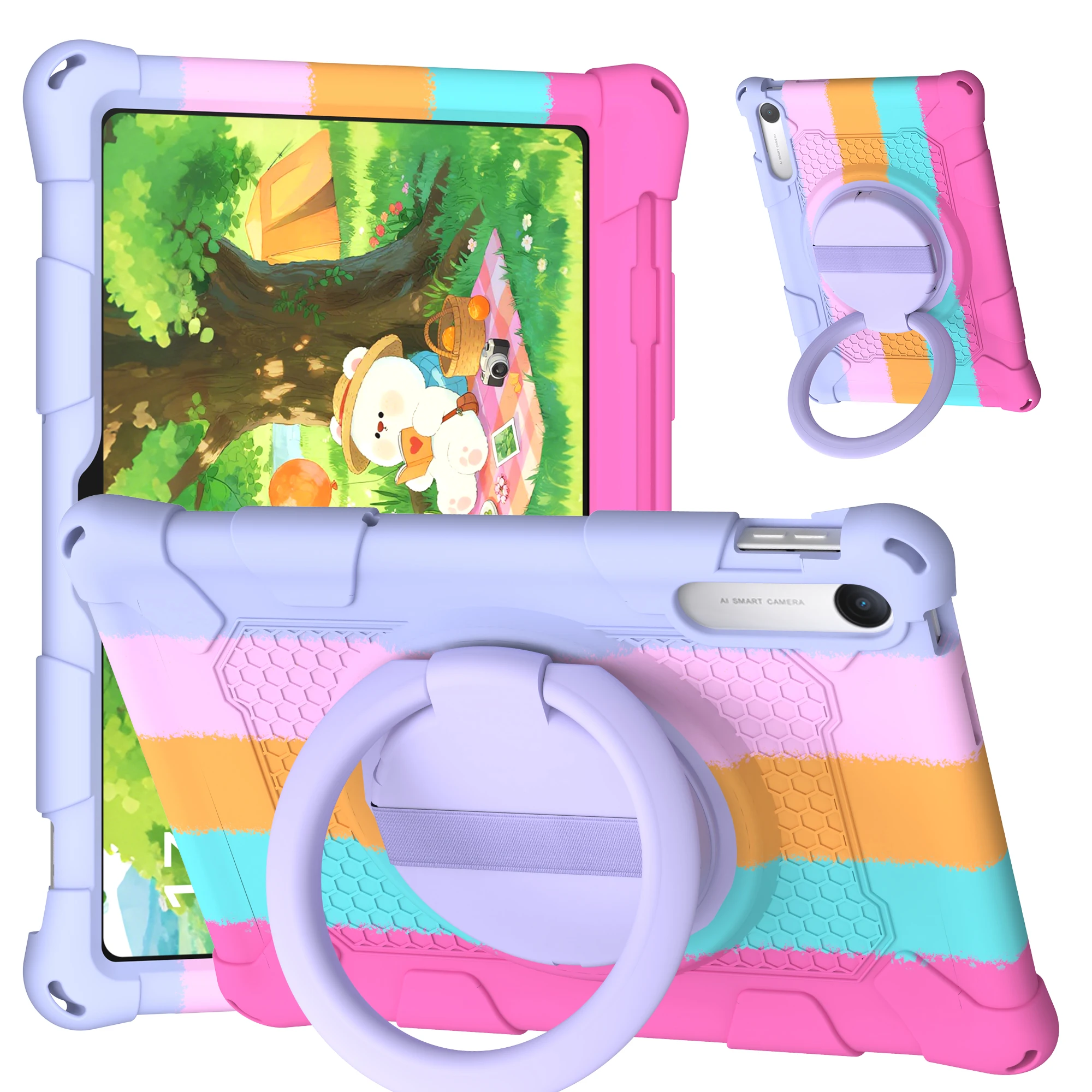 Colourful Handle Grip Case For Xiaomi Poco Pad C1 Redmi Pad 2 9.7 2026 Soft Silicone Rotatable Stand Cover With Shoulder Strap