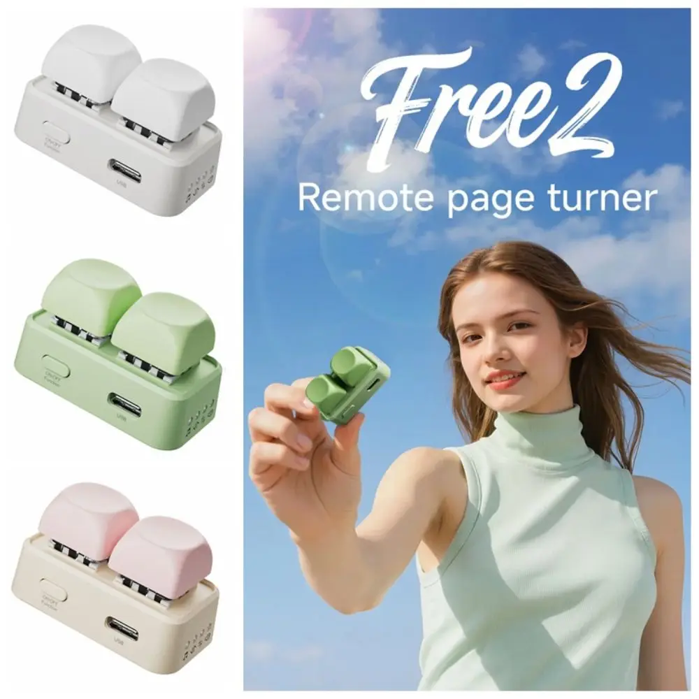 

Portable ABS Blue Tooth Remote Control Mini Remote Keypad Dual Button Lightweight E-Book Readers Office Use