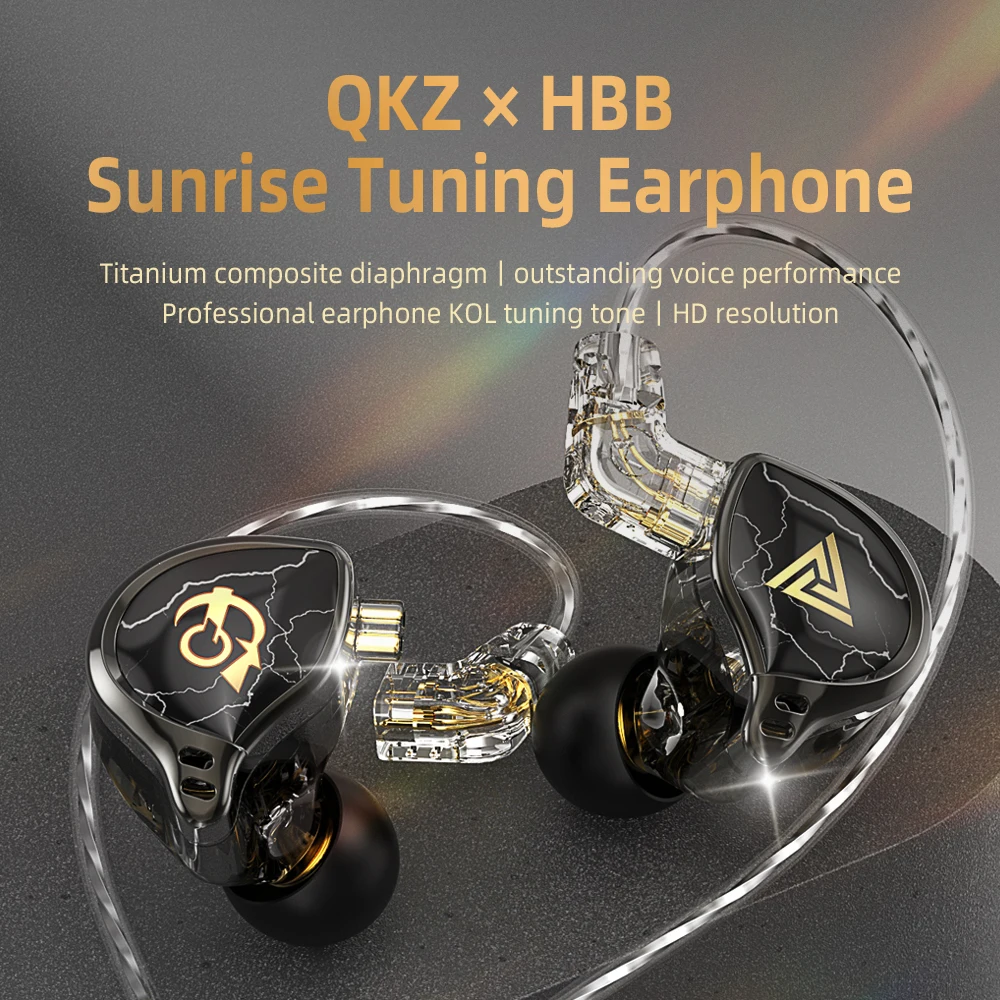 Original QKZ X HBB Joint Name Earphones 10MM In Ear HIFI IEMs Monitors Headset Hi-Res Audio Fancier Music Gaming Wired Headphone