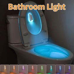 Toilet Night Light Motion Sensor Rechargeable LED Light 8 Colors Footlight Bedroom Bathroom Toilet Corridor Stairs Night Lamp