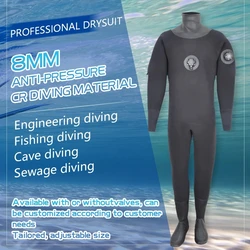 New 8 MM Custom Men's Neoprene Drysuit Waterproof Breathable Nylon Kayak with Vulcanized Boots Diving Sailing Drysuit