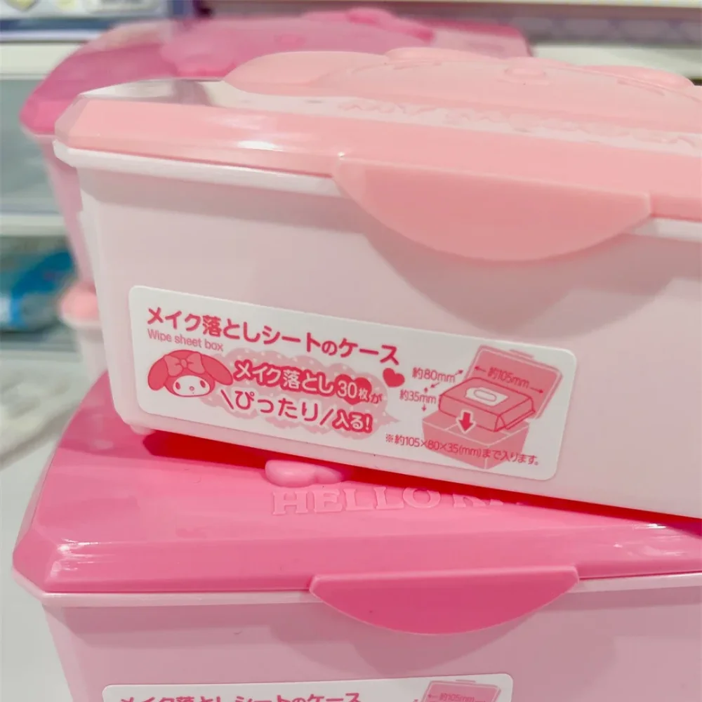Anime sanrio olá kitty flip capa de armazenamento caixa dos desenhos animados mymelody maquiagem cotonetes fio dental toalhetes molhados band-aids organizador