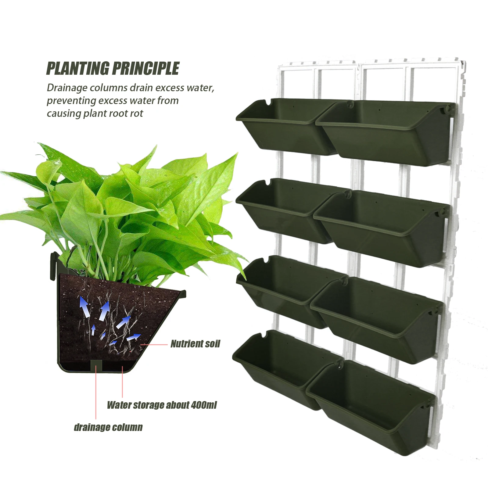 4 Tier Plant Container Accessories Vertical Planters Wall Mounted Hanging Raised Flower Beds for Balcony Patio Fence Porch