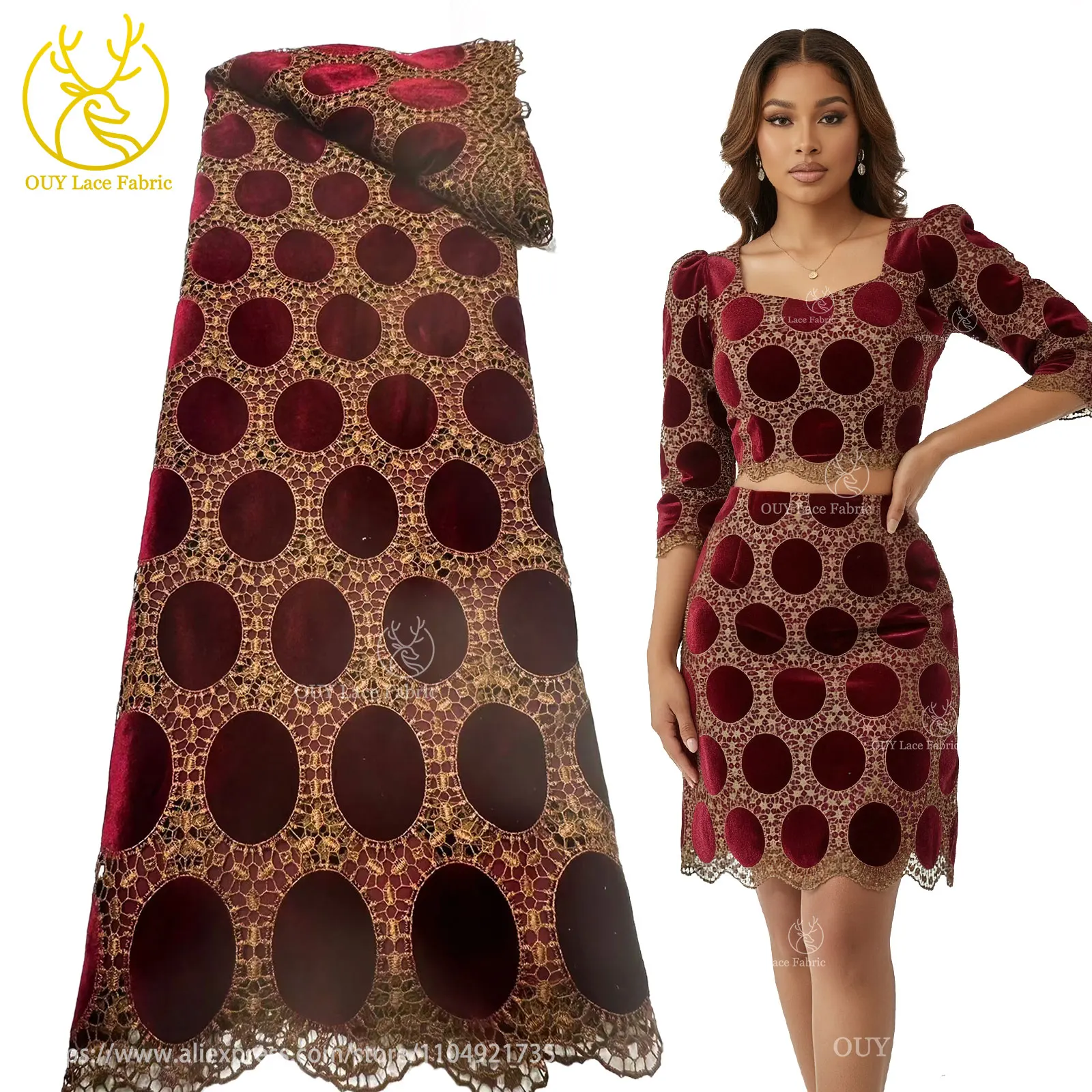 Luxury Best-Selling Women's Party Dress 2026 High-Quality African Velvet Guipure Lace Fabric French Laser-Cut Tulle Lace Fabric