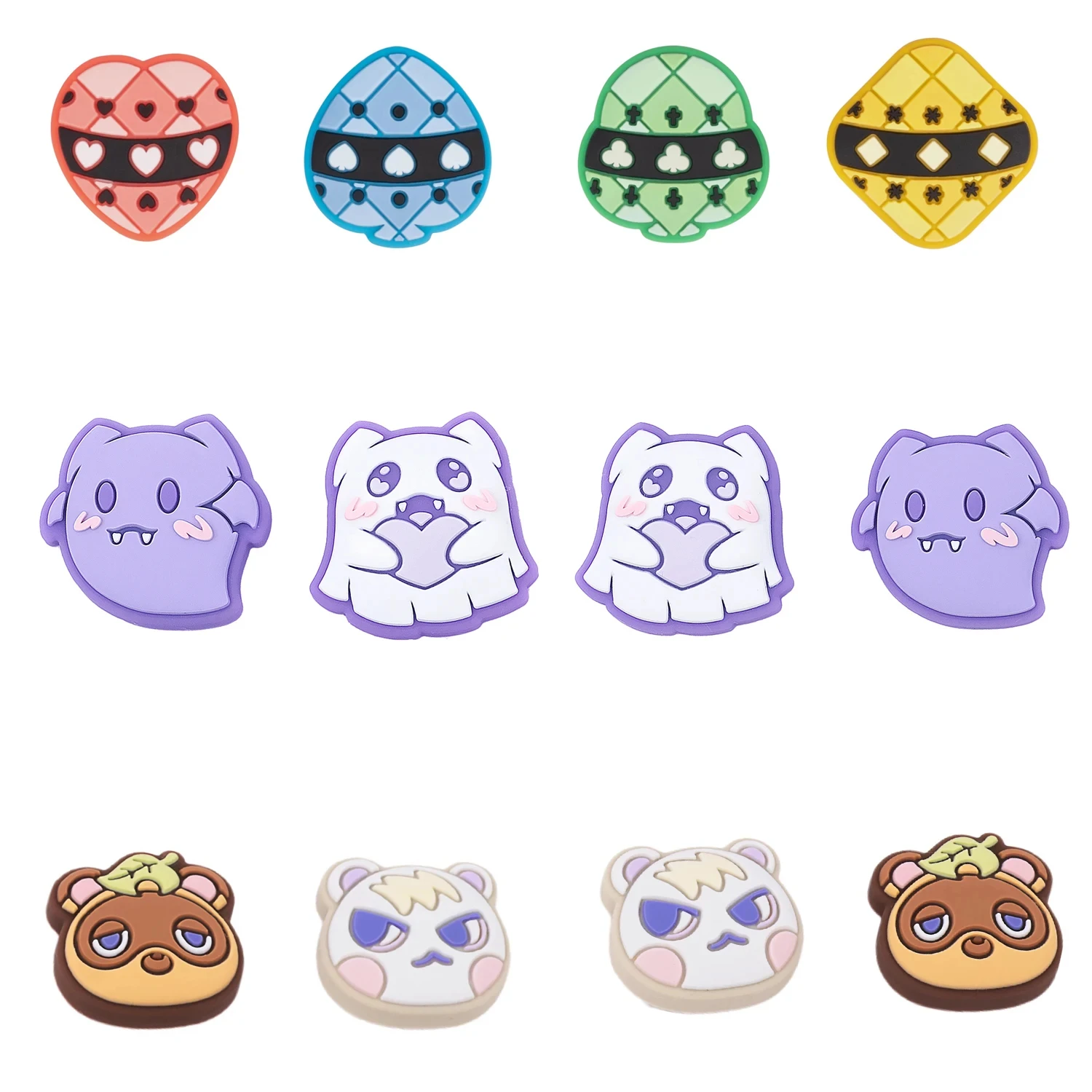 Tampas de aperto de polegar para switch 2, tampas de joystick protetoras compatíveis com NS2 2025, querida da guarda, morcegos fantasma, cruzamento de animais