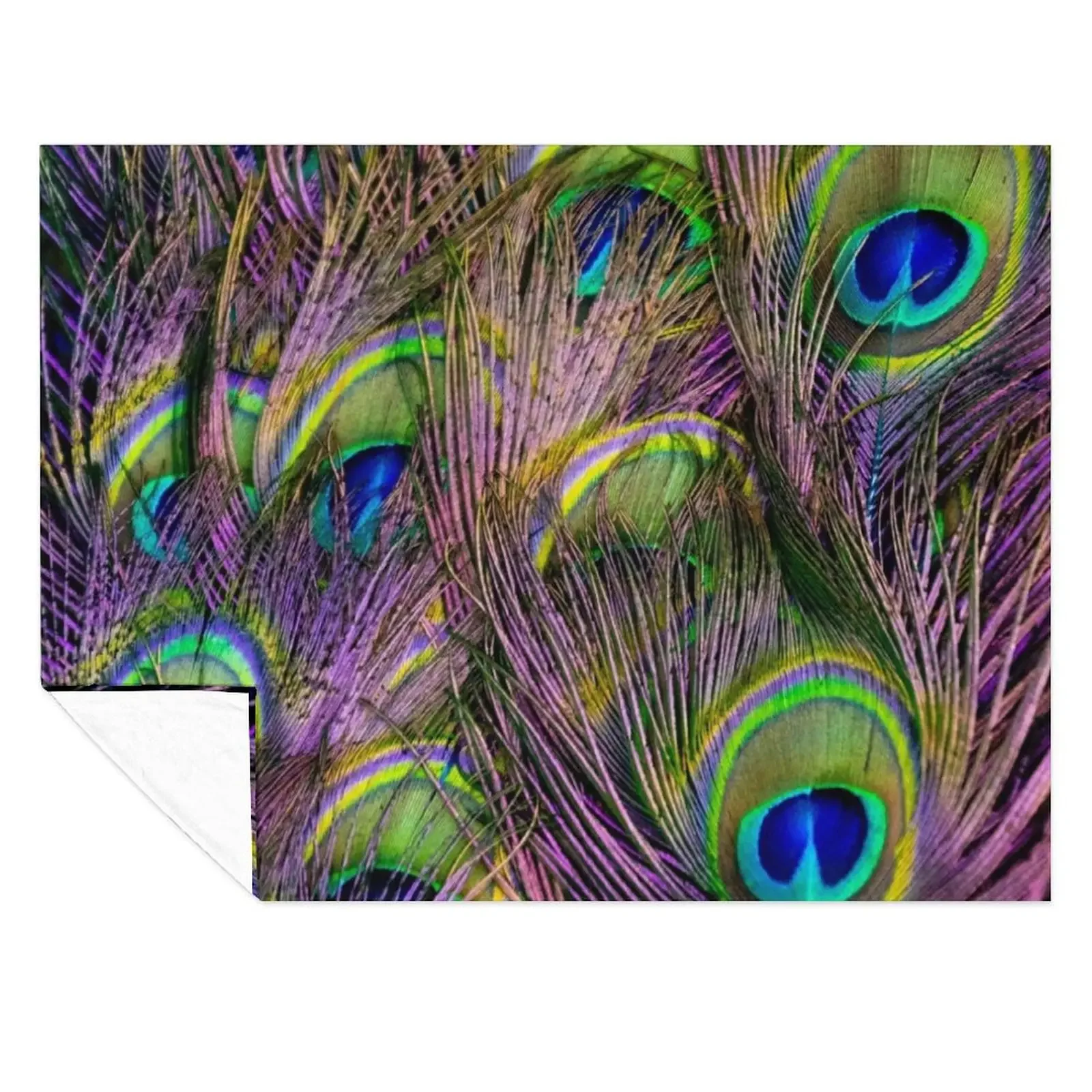 

Peacock Feathers Throw Blanket Baby Luxury Thicken Quilt Warm Blankets