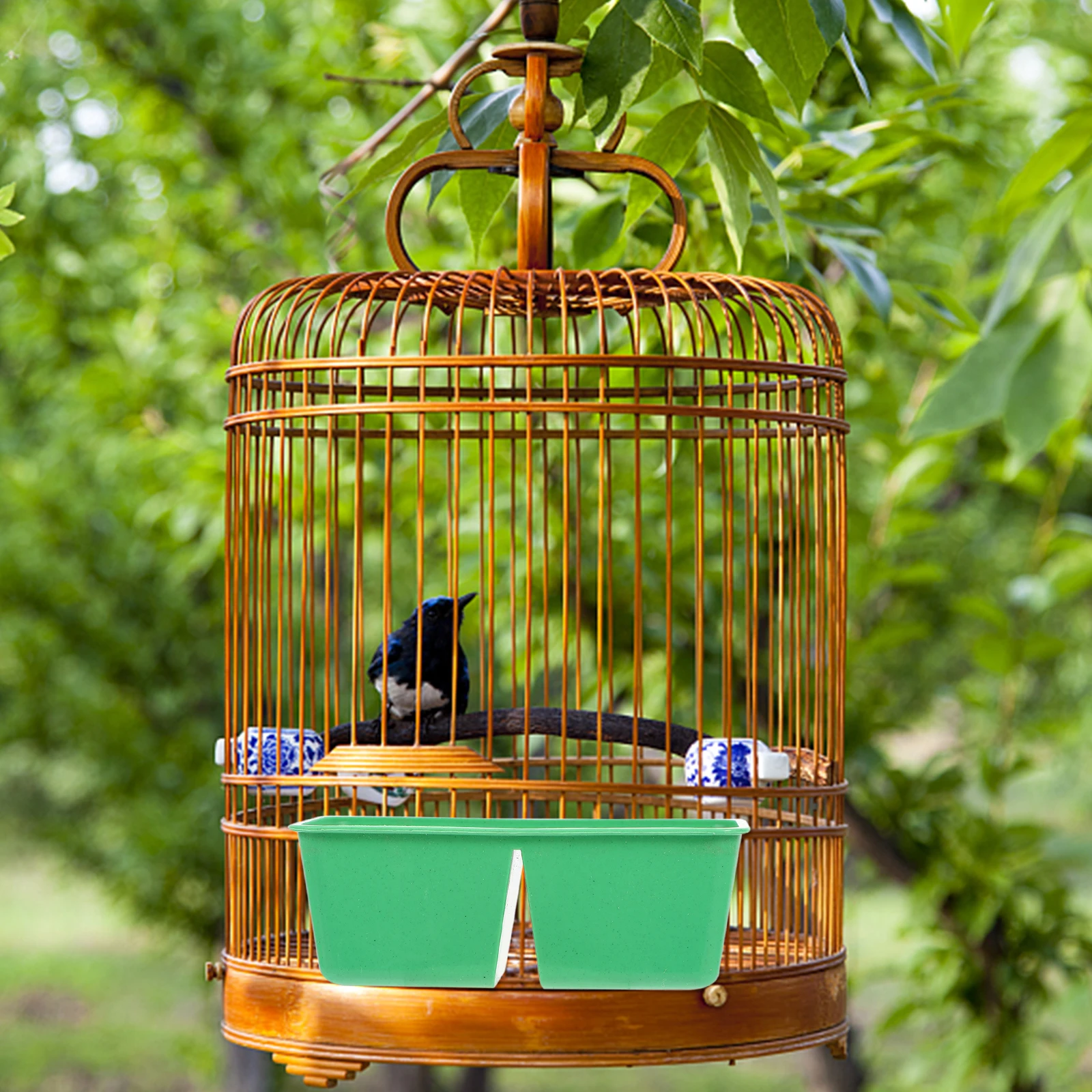 

15Pcs Bird Feeding Bowls Safe Durable Plastic Spill Proof Splash Resistant Cage Pet Parrot Feeders Green Color Container