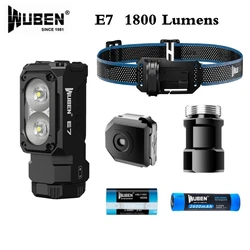 WUBEN E7 Lampada frontale ricaricabile 1800 lumen Mimi Torcia magnetica portatile impermeabile EDC per campeggio all'aperto Corsa Caccia