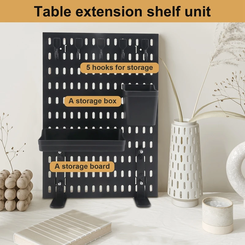 Clip-On Desk Organizer With Pegboards, Clip-On Desktop Storage Rack,Small Desk Extension Shelving Unit For Office Home