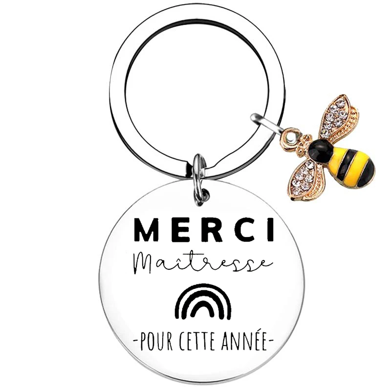 Merci maitresse French Teacher Appreciation Gifts Keychain Best Teacher Ever Key Chain Pendant Thank You Teacher Present