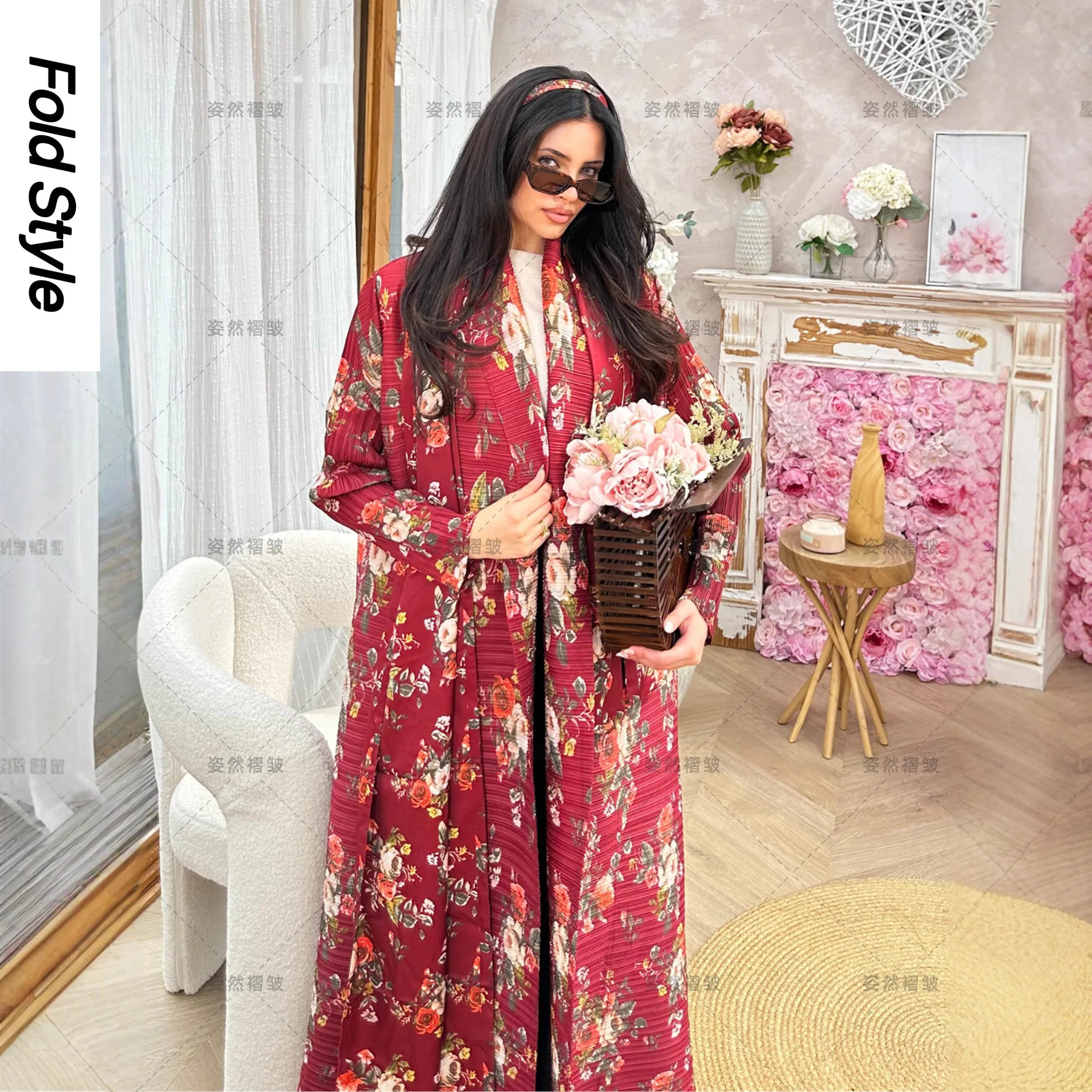 

Осень 2023, новое свободное платье с принтом, большой халат, женская одежда, плиссированное модное пальто с длинными рукавами Miyake