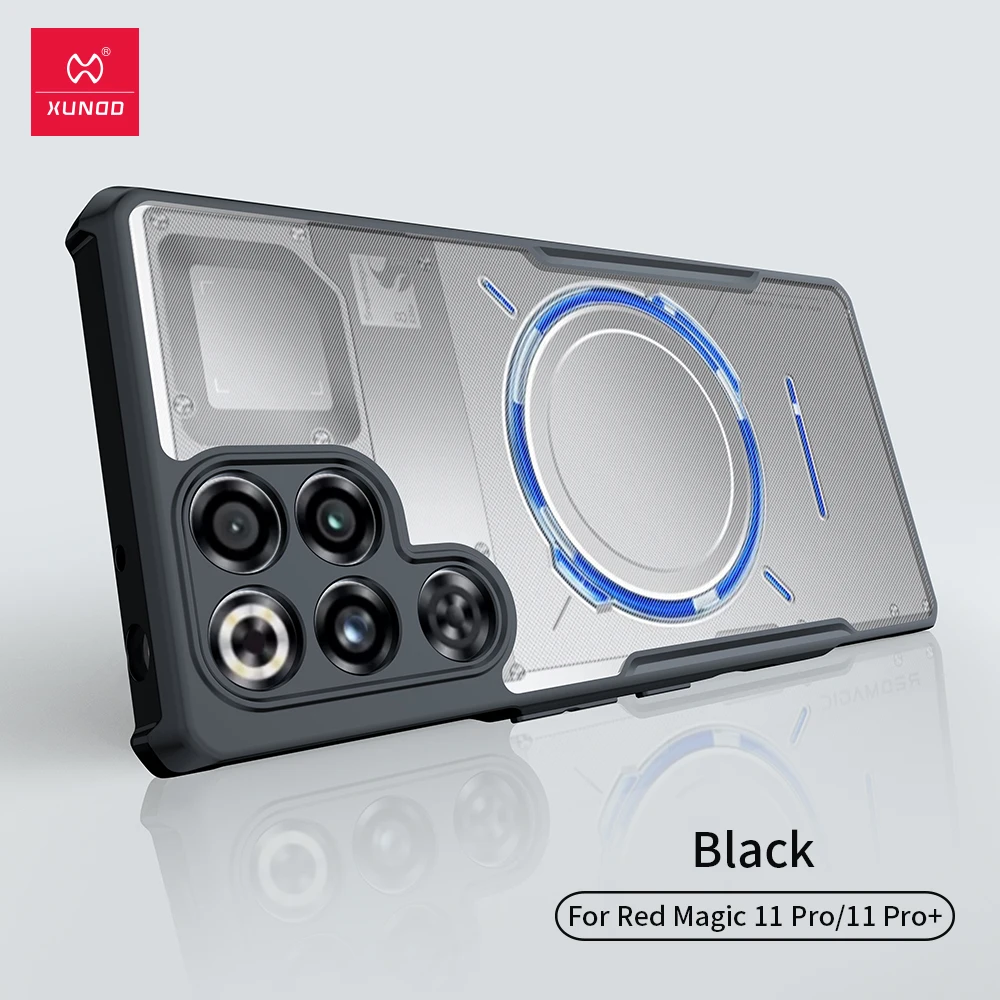 Xundd Schutzhülle für Nubia Red Magic 11 Pro, Red Magic 11 Pro Plus, stoßfeste Airbag-Hülle, Kameraschutz, transparente Rückseite mit Streifen – Detail 2