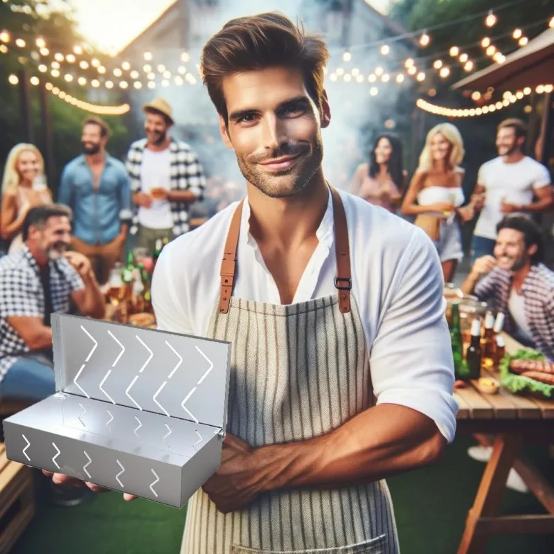 Stainless Steel BBQ Smoke Box, Portable Barbecue Smoking Box, Outdoor Grill Meat Flavor Enhancer Tool