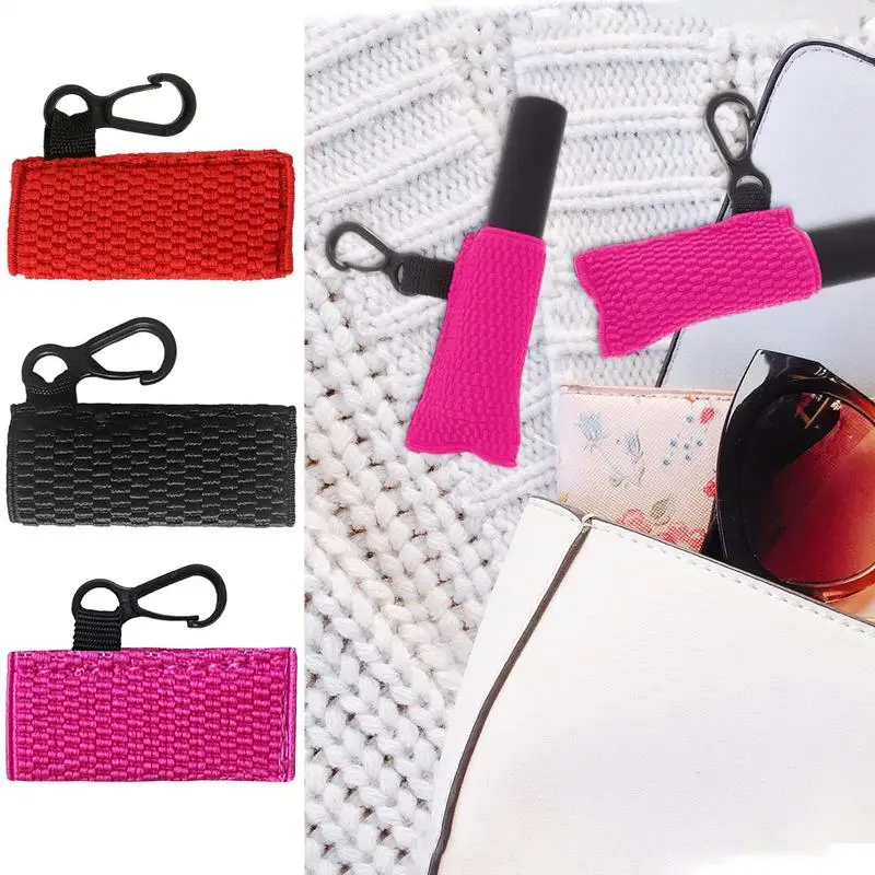 Suporte de batom chaveiro bolsa de batom portátil capa protetora chaveiro para meninas titular bálsamo labial chaveiro