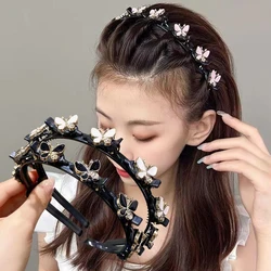 Alice Rhinestone Headband Butterfly Bangs Braided Hair Hoop Broken Hair Finishing Artifact Hairpin Female Hair Bundle hairbands