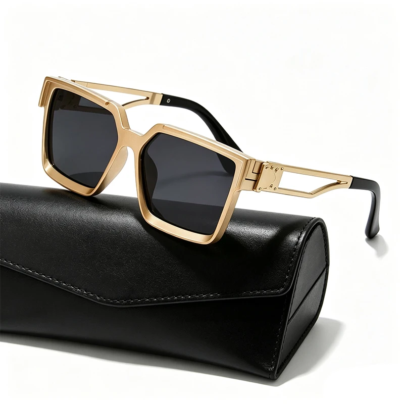 Square Frame Hollow Out Sunglasses For Men Women Brand Design Fashion Vintage Metal Golden Sun Glasses Unisex Eyewear 2026 Y2K