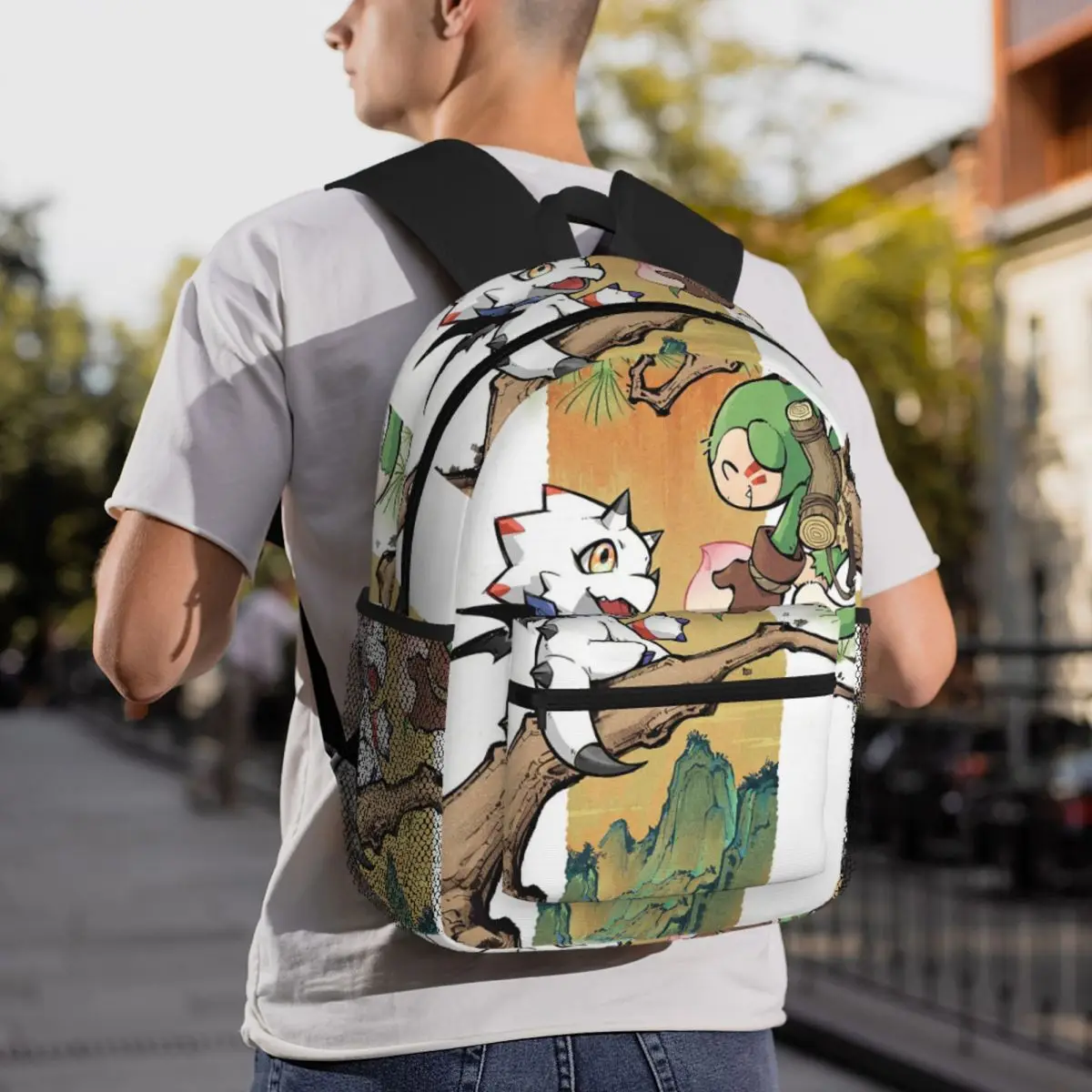 

Gammamon Digimon Student Backpack School Bag Hiking Travel Daypack for Men Women Fashion Bookbag Shoulder Bags
