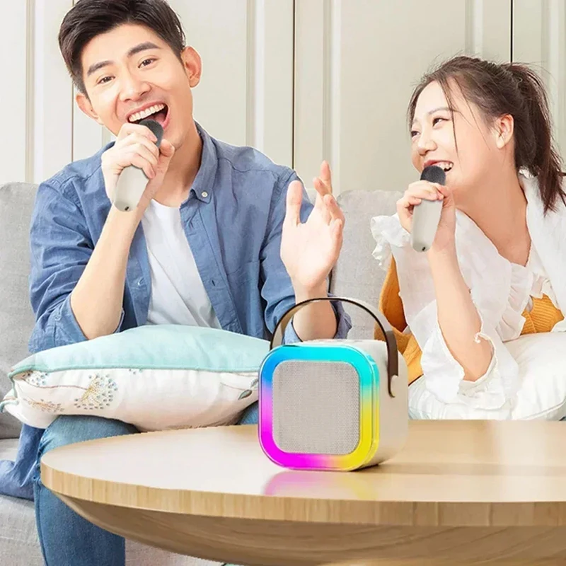 K12 Máquina de Karaoke Portátil Bluetooth 5.3 PA Sistema de Altifalantes, 1-2 Microfones Sem Fio, Família em Casa Cantando, Presentes Infantis