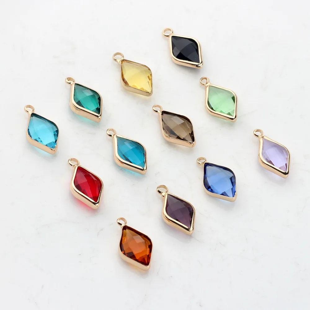 Zinc Alloy Charms with Crystal Glass Edging DIY Pendant for Earrings and Necklaces Jewelry Charms