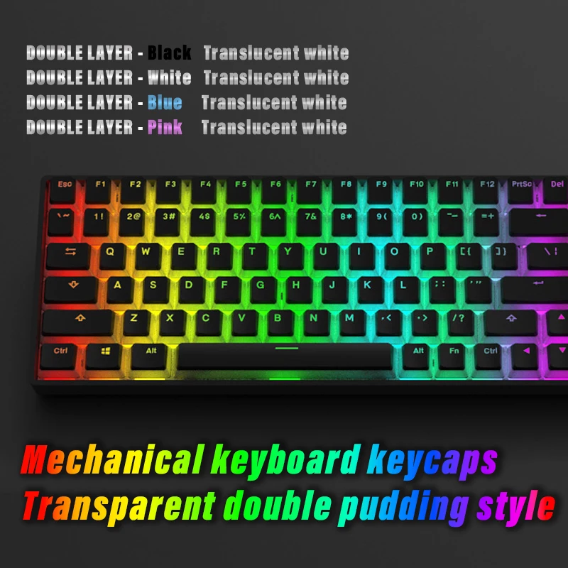 

Mechanical keyboard keycap double-deck Pudding style 108 Keys Pudding Keycaps Black white blue pink Mechanical shaft key cap