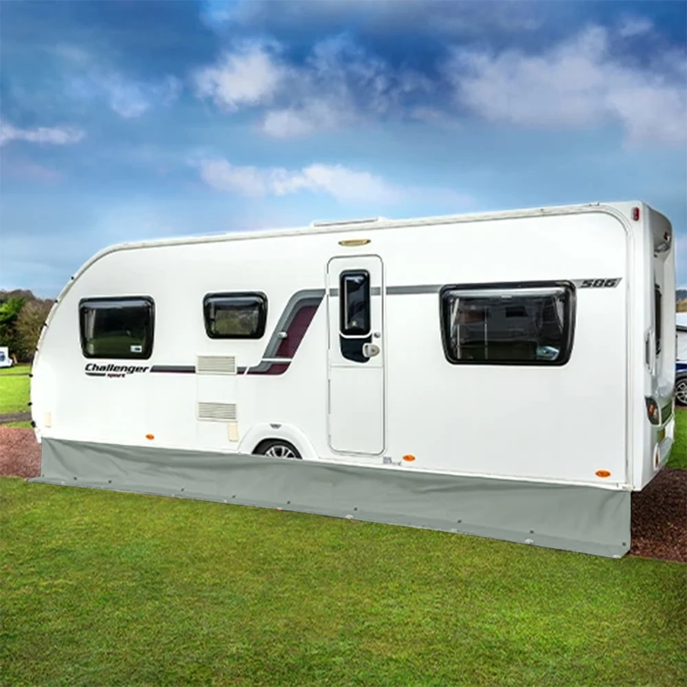 1 Set Awning Draught Skirt with Wheel Arch Sucker Covers for Caravan Motorhome Campervan Wind Proof Side Draft Skirt