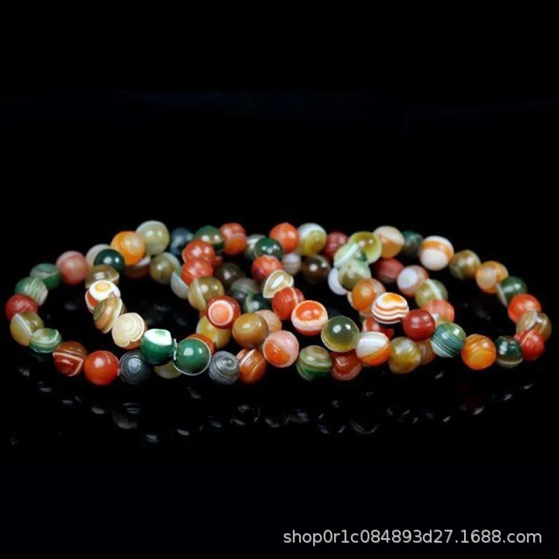Xinjiang Alashan Men\'s and Women\'s Colorful Crafts Bracelet Candy Color Agate Beads