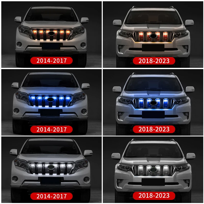 For Toyota Land Cruiser Prado 150 FJ150 LC150 2014-2023 2020 2019 Accessories Upgrade Decoration Led Light Grille Width Lamp